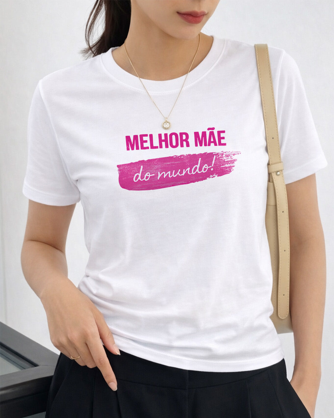 Camiseta 100% Algodão Feminina "Melhor Mãe Do Mundo" Dia Das Mães