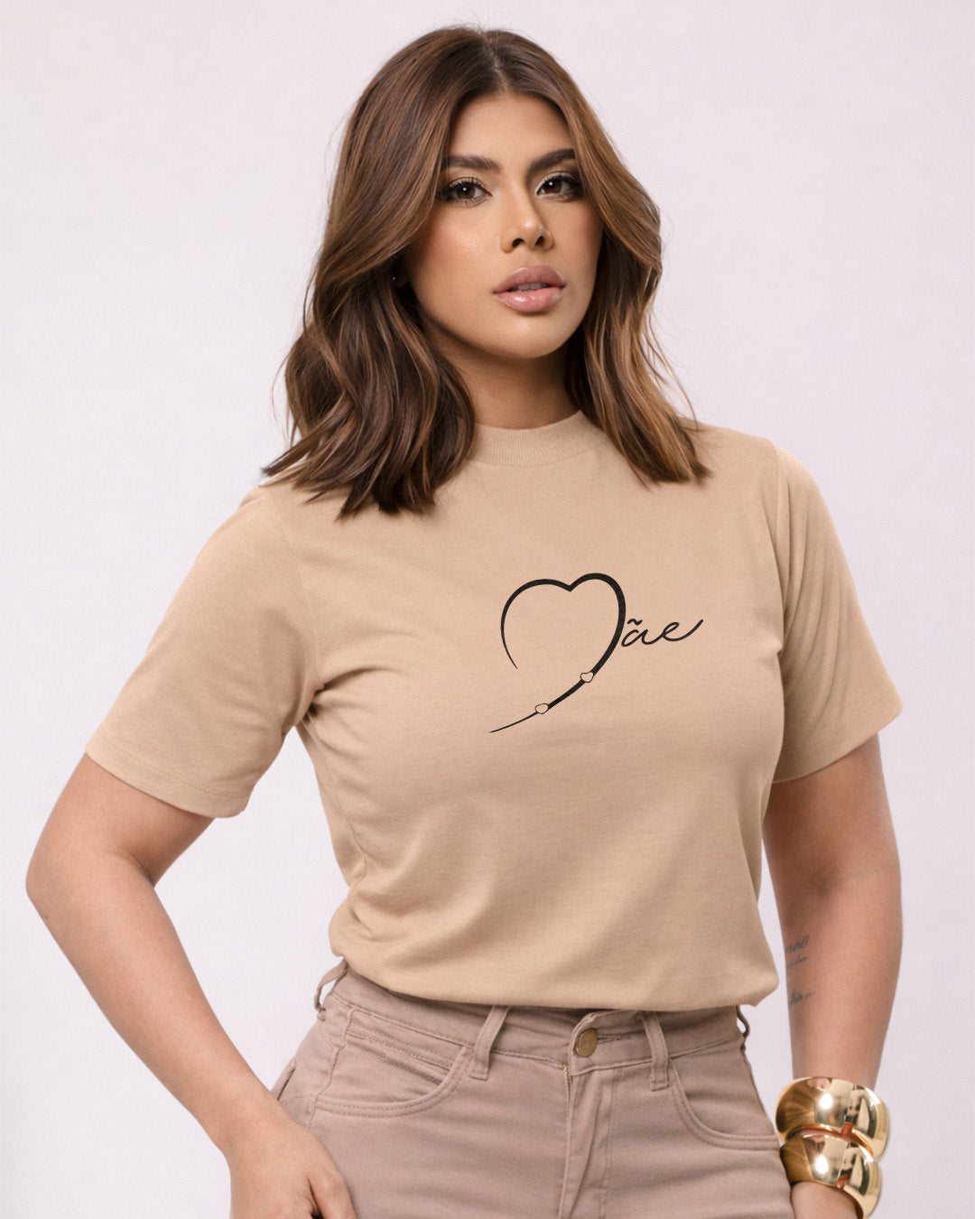 Camiseta 100% Algodão Feminina "Mãe" Dia Das Mães