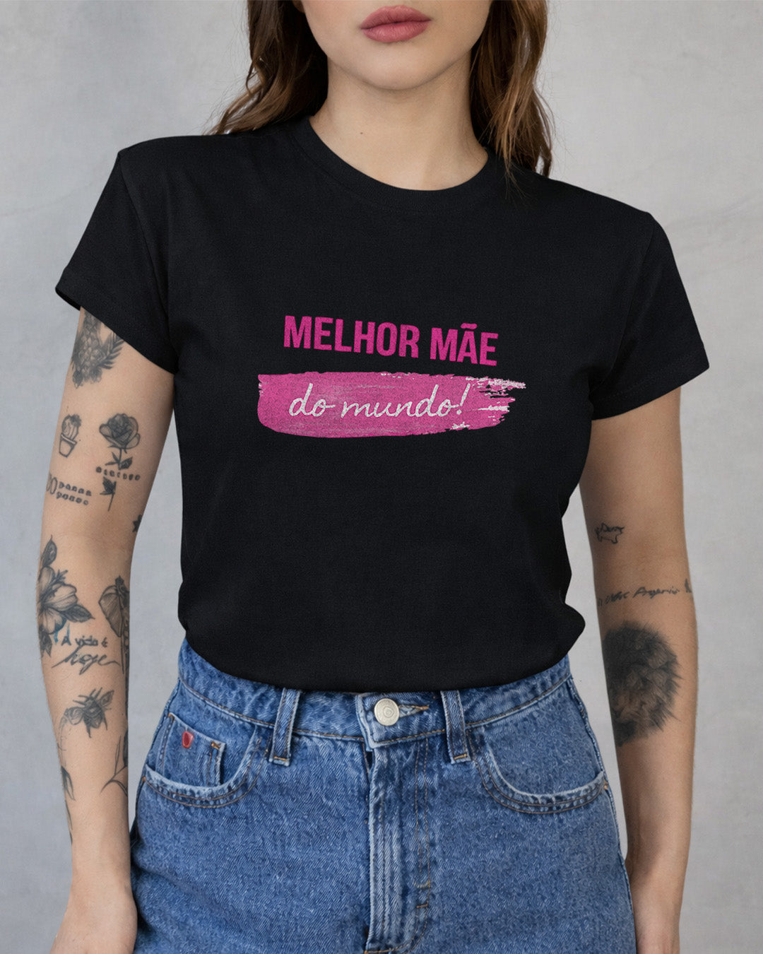 Camiseta 100% Algodão Feminina "Melhor Mãe Do Mundo" Dia Das Mães
