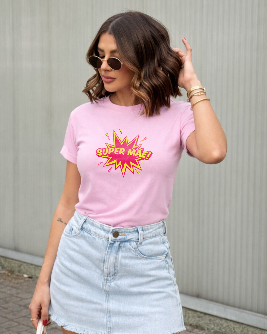 Camiseta Feminina 100% Algodão "Super Mãe" Dia Das Mães