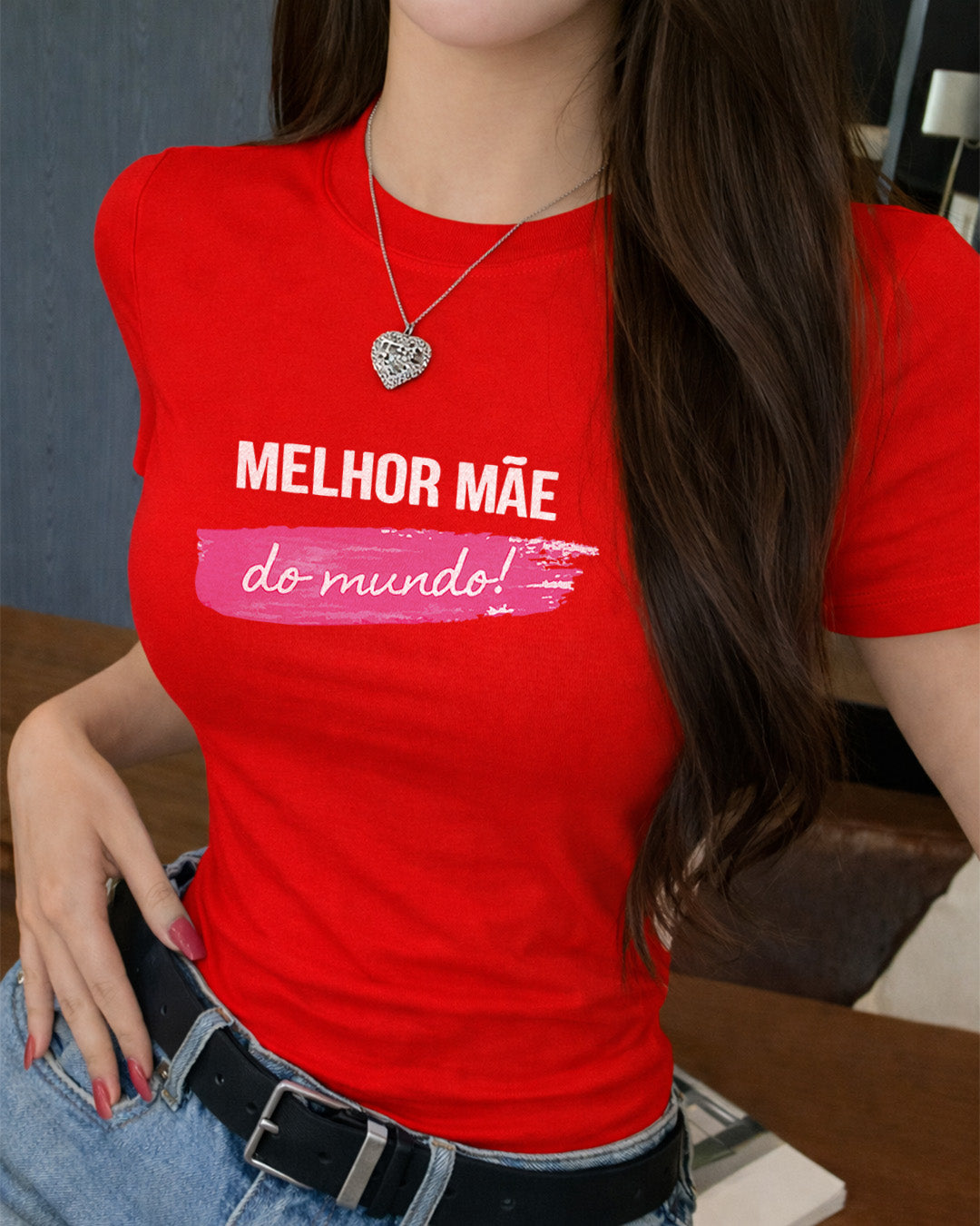 Camiseta 100% Algodão Feminina "Melhor Mãe Do Mundo" Dia Das Mães