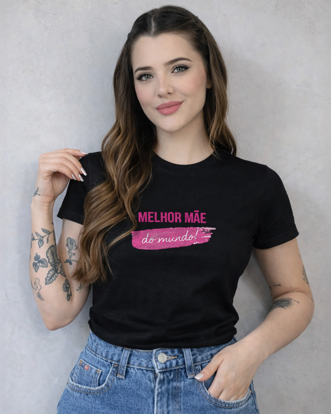 Camiseta 100% Algodão Feminina "Melhor Mãe Do Mundo" Dia Das Mães