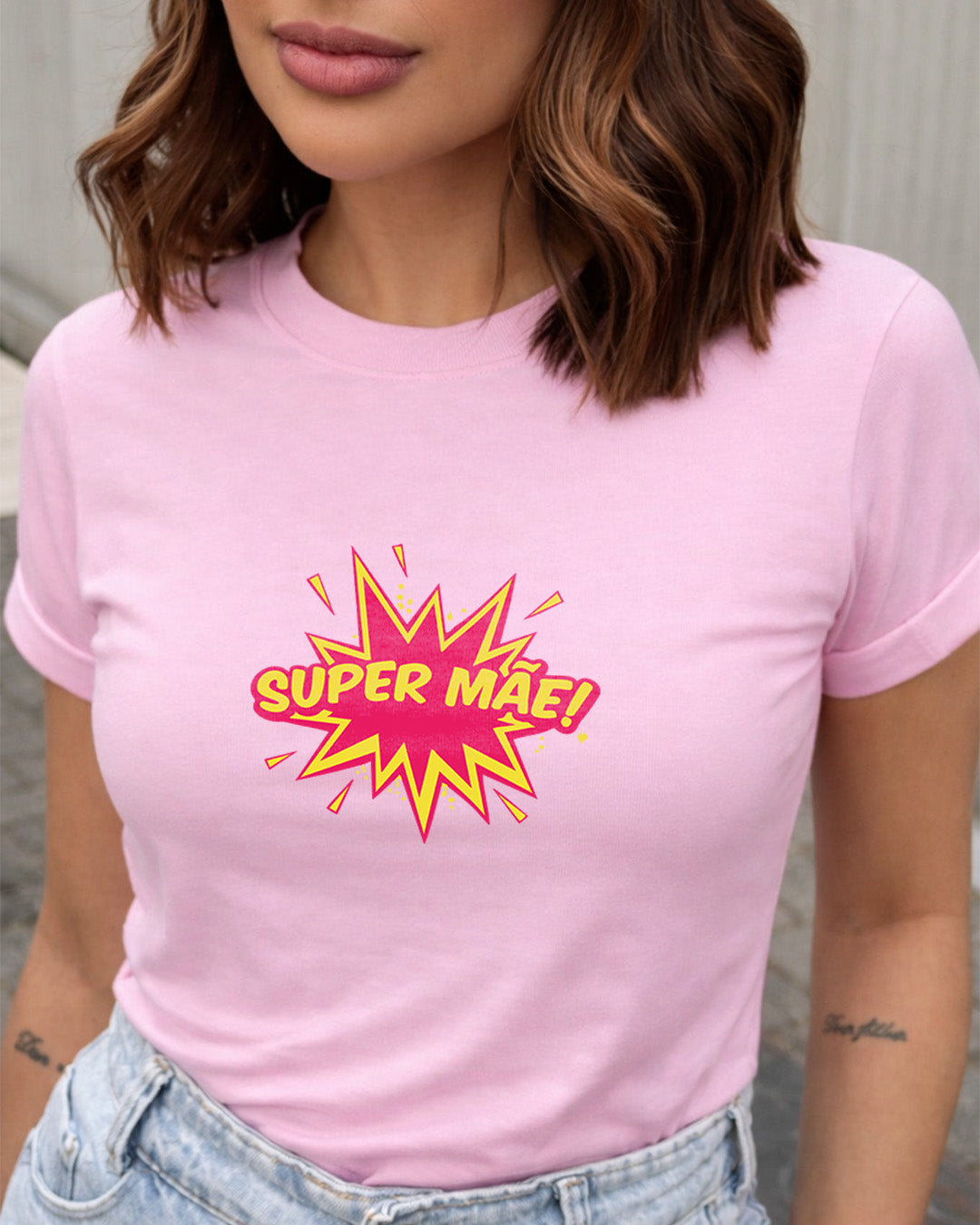 Camiseta Feminina 100% Algodão "Super Mãe" Dia Das Mães