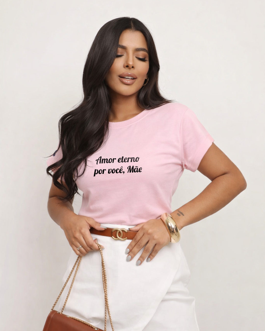 Camiseta Amor Eterno Por Você Mãe Com Estampa Tipográfica