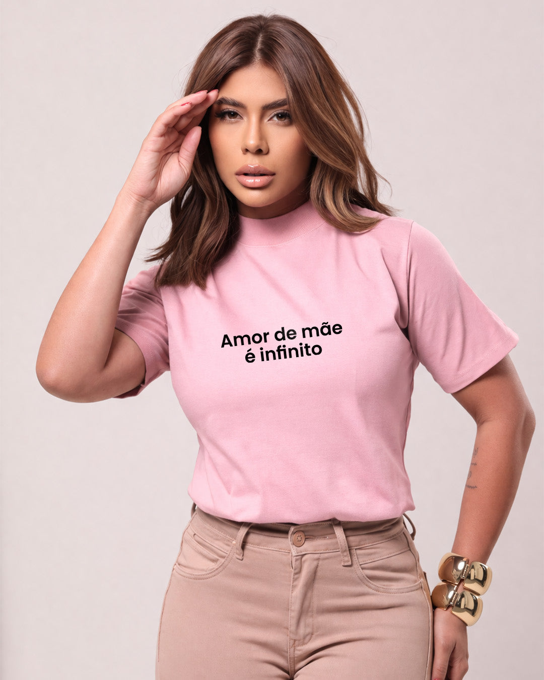 Camiseta Amor De Mãe É Infinito Com Estampa Minimalista