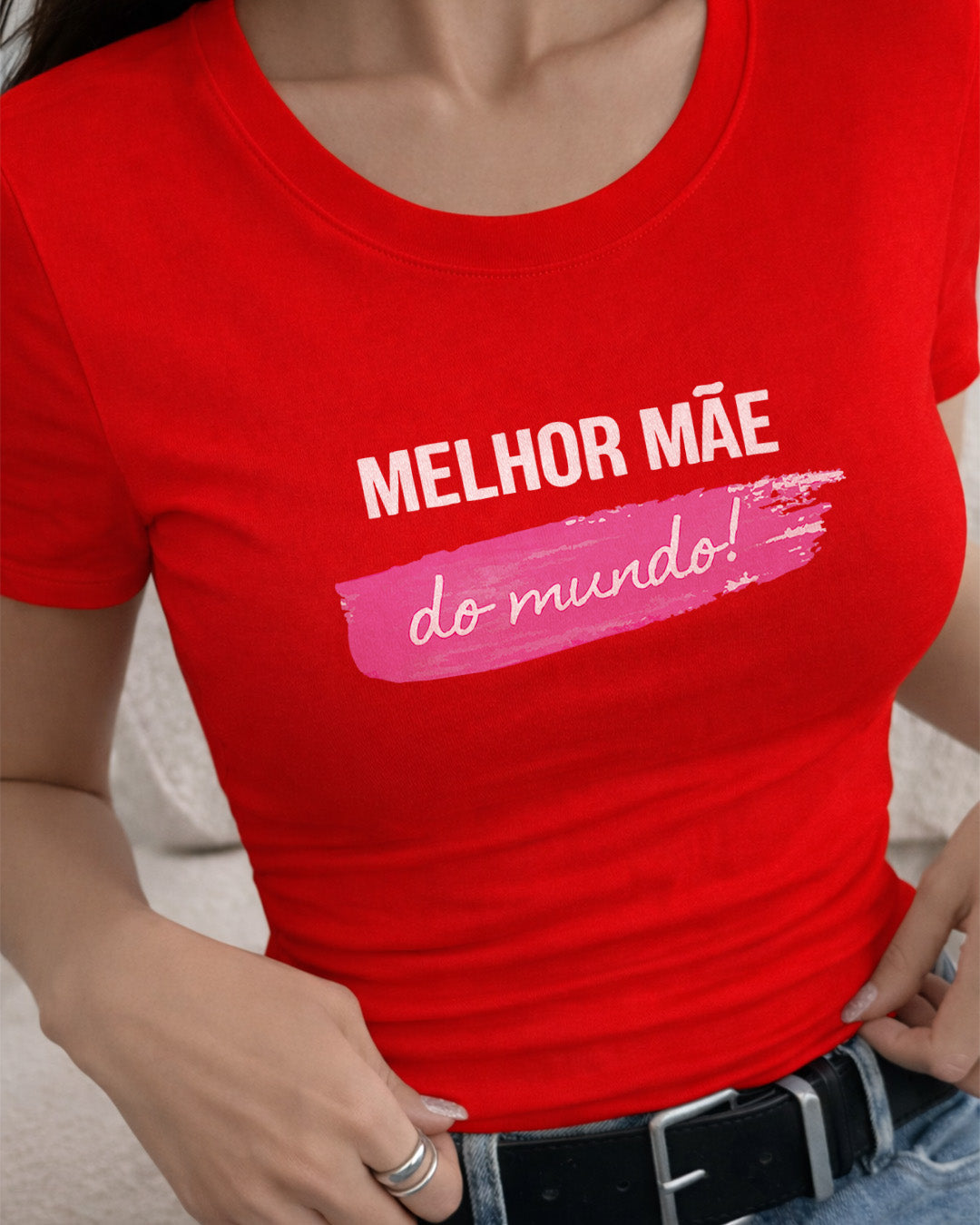 Camiseta 100% Algodão Feminina "Melhor Mãe Do Mundo" Dia Das Mães
