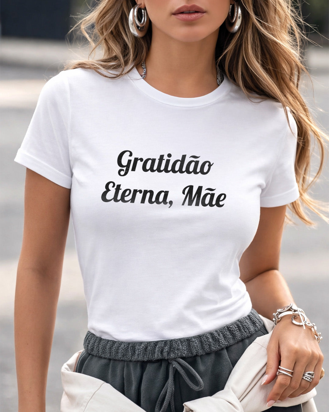 Camiseta Feminina 100% Algodão "Gratidão Eterna Mãe" Dia Das Mães