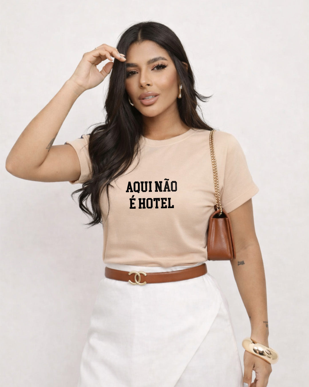 Camiseta 100% Algodão Feminina "Aqui Não É Hotel" Dia Das Mães