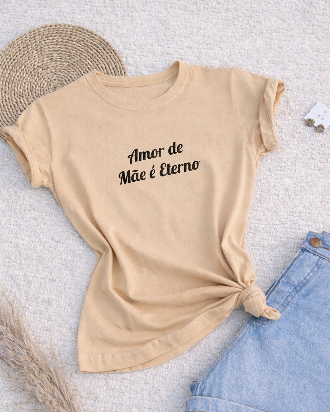 Camiseta Amor De Mãe É Eterno Com Estampa Tipográfica