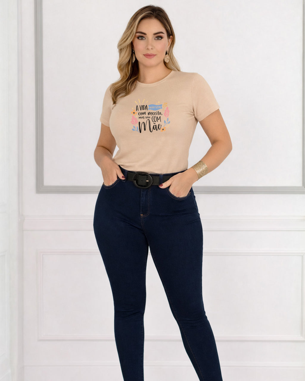 Camiseta A Vida Não Vem Com Receita Mas Vem Com Mãe