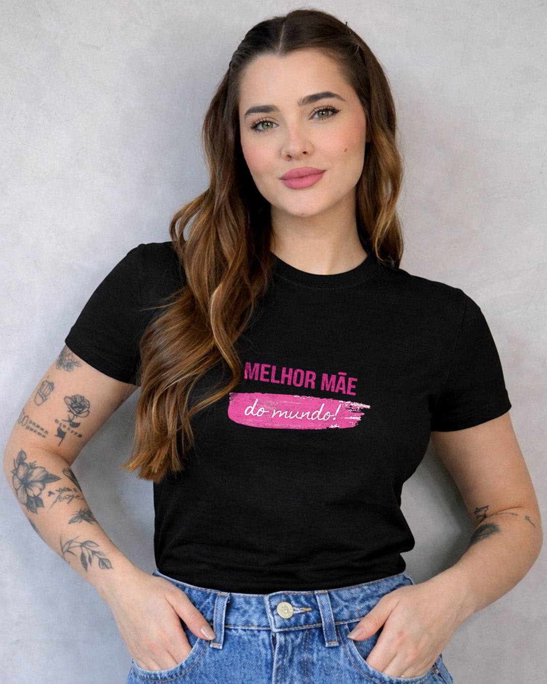 Camiseta 100% Algodão Feminina "Melhor Mãe Do Mundo" Dia Das Mães