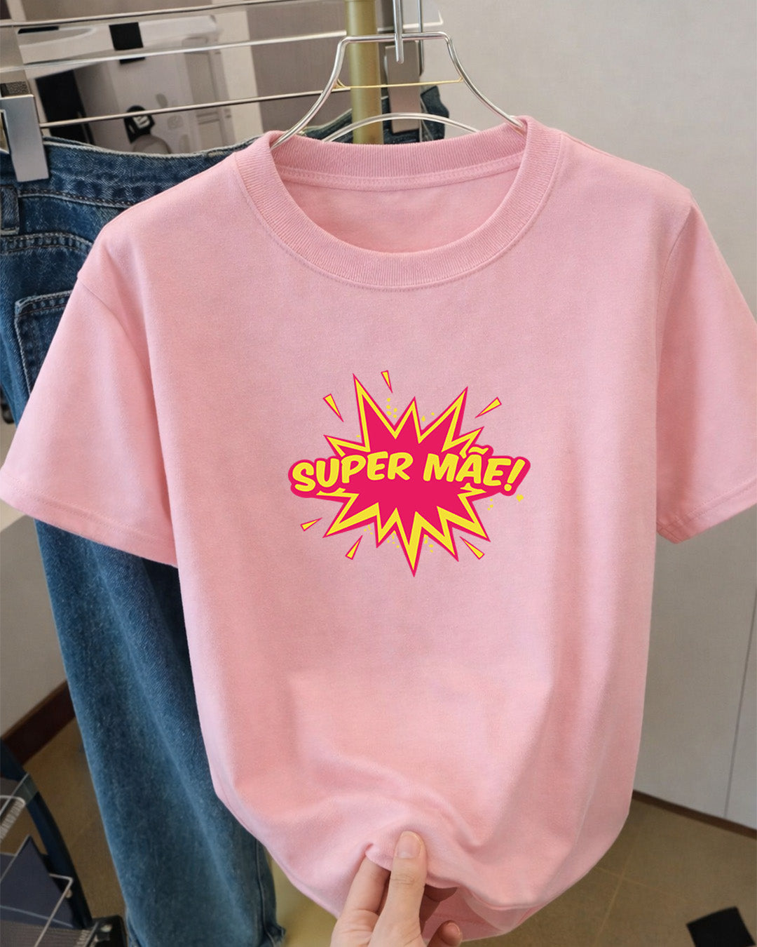 Camiseta Feminina 100% Algodão "Super Mãe" Dia Das Mães