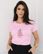 Camiseta Amor Pra Sempre Mãe Com Estampa De Corações