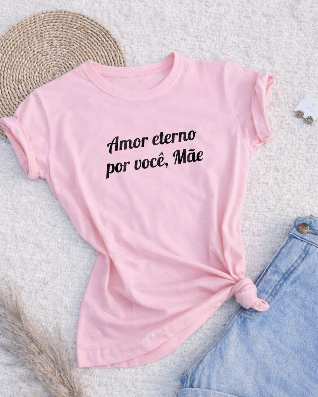 Camiseta Amor Eterno Por Você Mãe Com Estampa Tipográfica