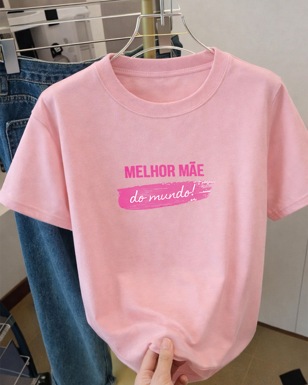 Camiseta 100% Algodão Feminina "Melhor Mãe Do Mundo" Dia Das Mães