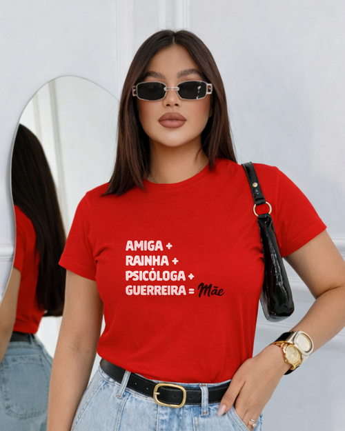 Camiseta Amiga Rainha Psicóloga Guerreira Mãe Com Estampa