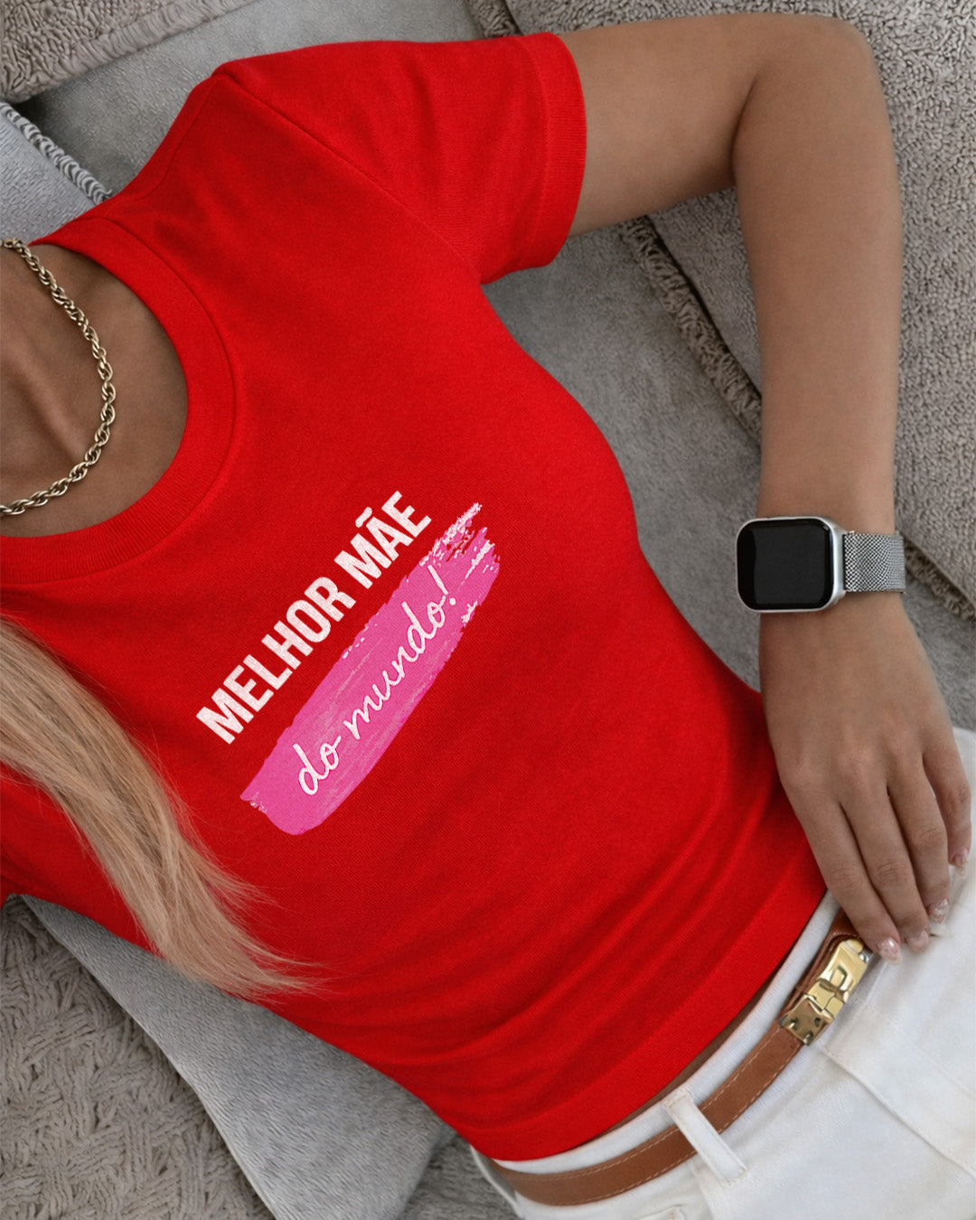 Camiseta 100% Algodão Feminina "Melhor Mãe Do Mundo" Dia Das Mães