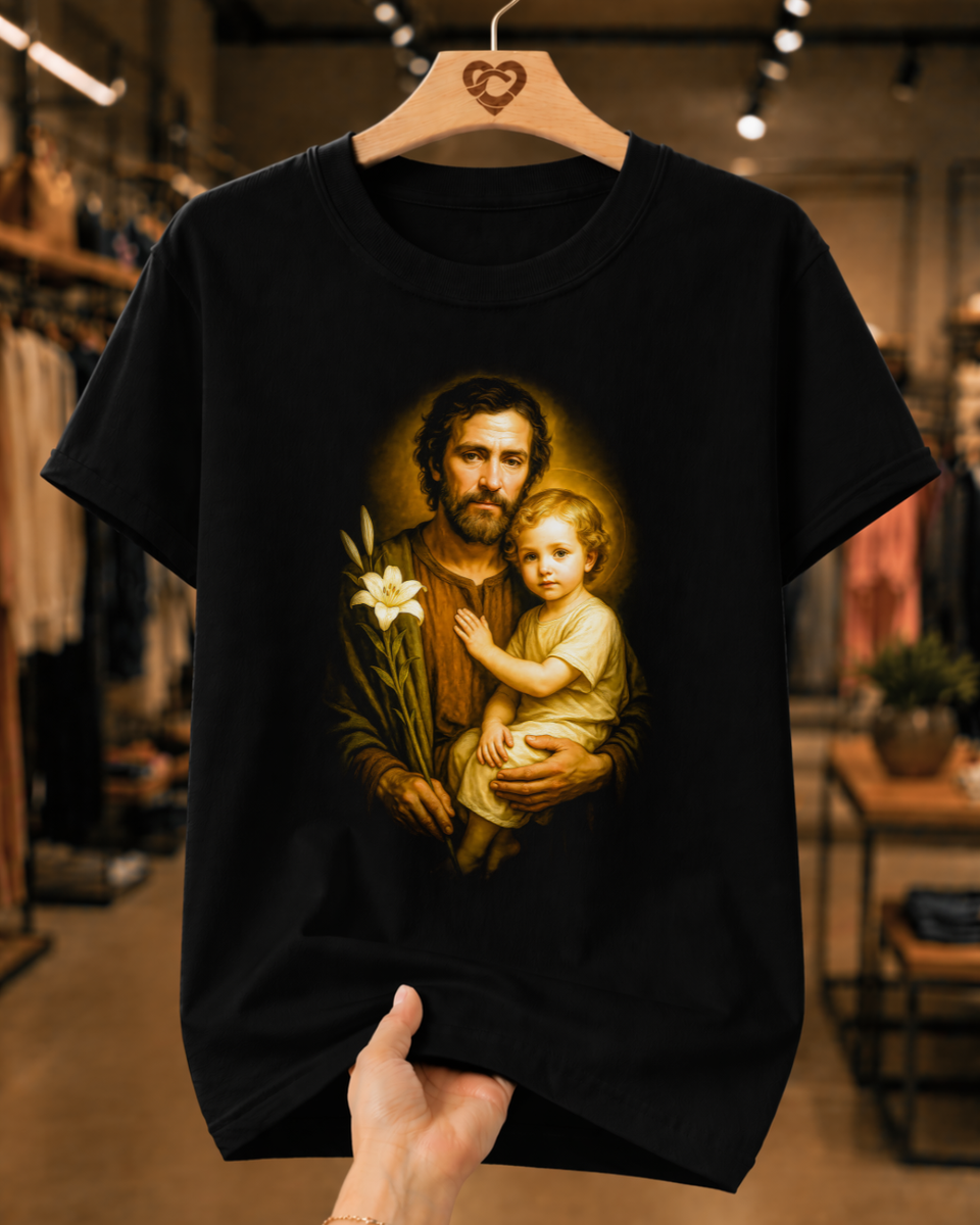 Camiseta Feminina São José Com Menino Jesus