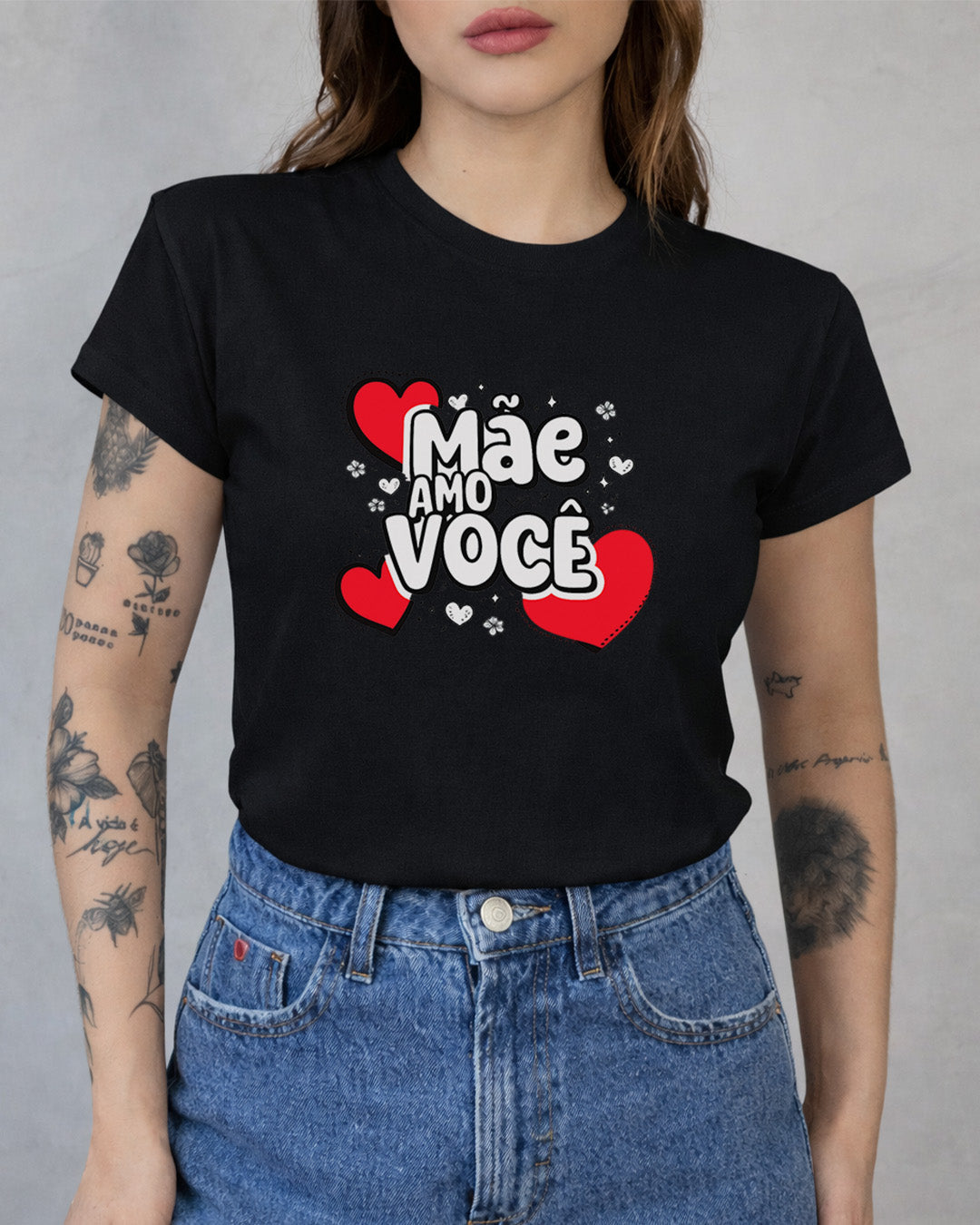 Camiseta Mãe Amo Você Com Estampa Corações Delicados