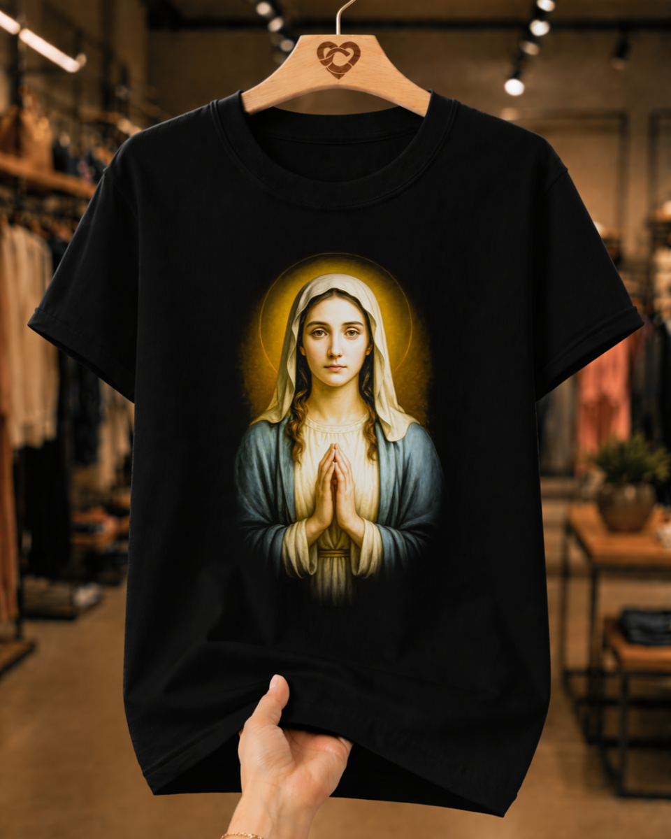 Camiseta Feminina Virgem Maria Em Oração