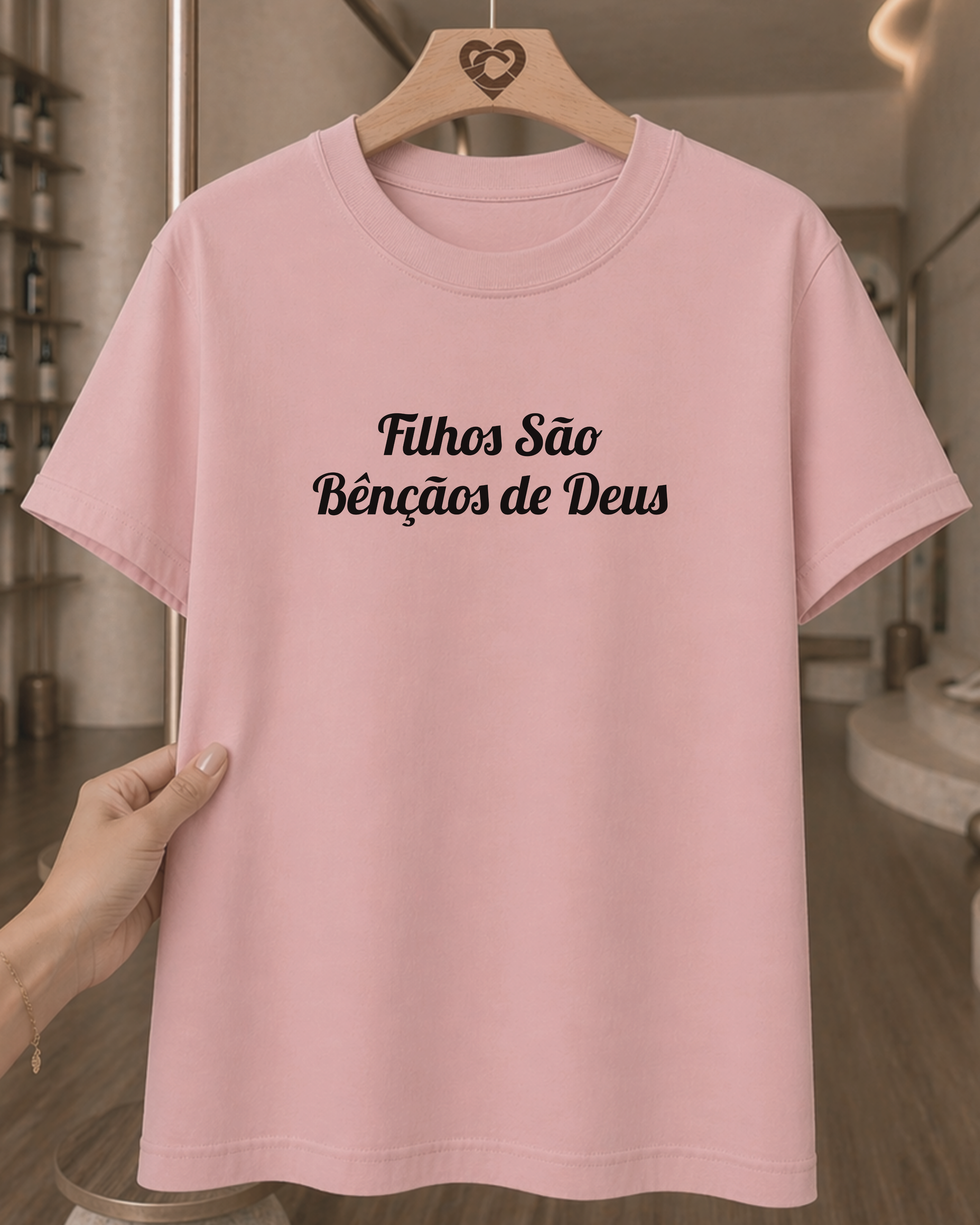 Camiseta Feminina 100% Algodão "Filhos São Bênçãos De Deus" Dia Das Mães