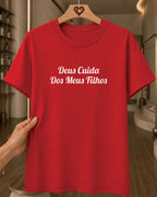 Camiseta Feminina 100% Algodão "Deus Cuida" Dia Das Mães