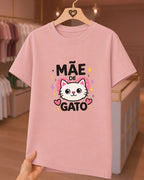 Camiseta 100% Algodão Feminina "Mãe De Gato" Feliz Dia Das Mães