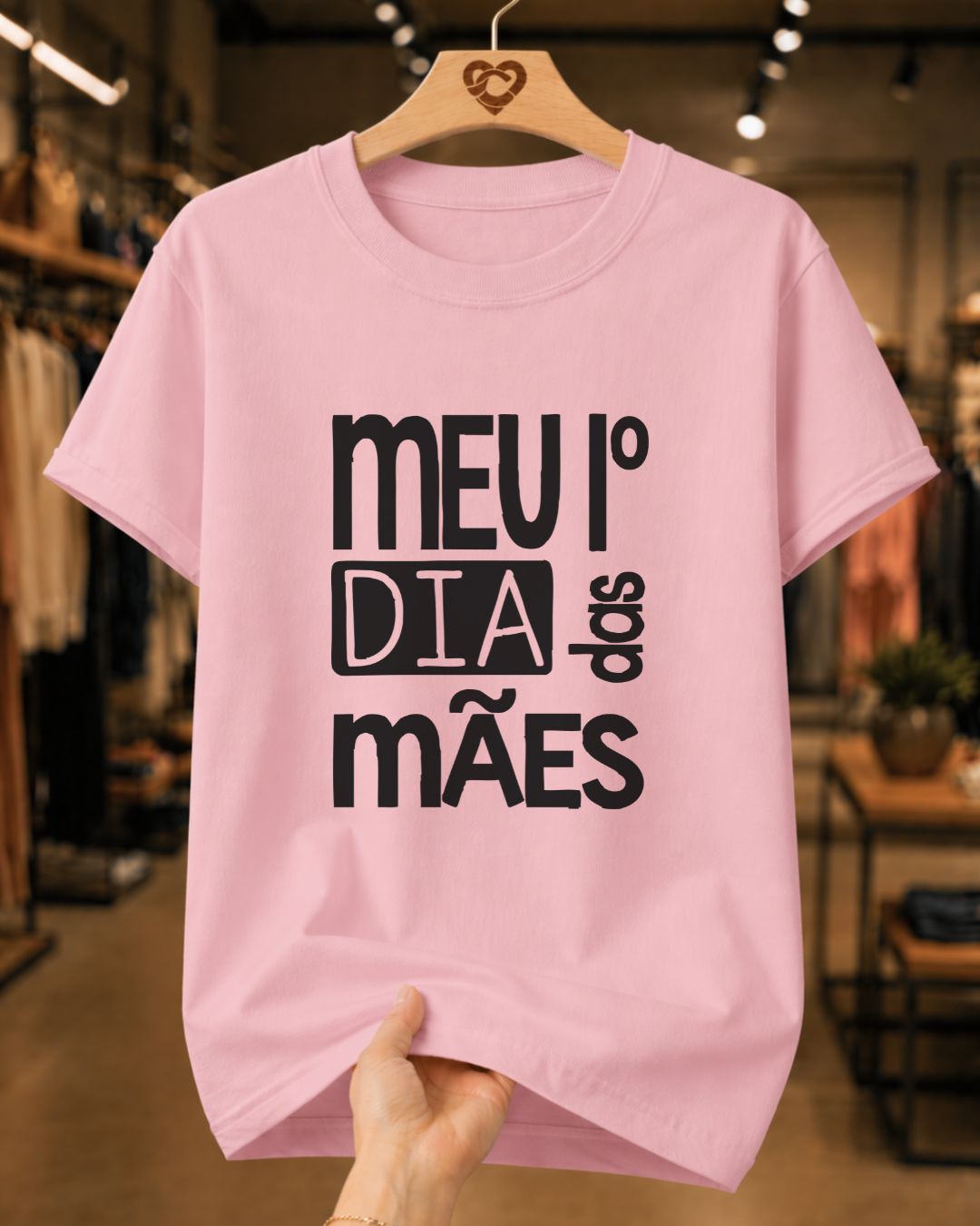 Camiseta Feminina 100% Algodão "Meu 1º Dia Das Mães" Dia Das Mães