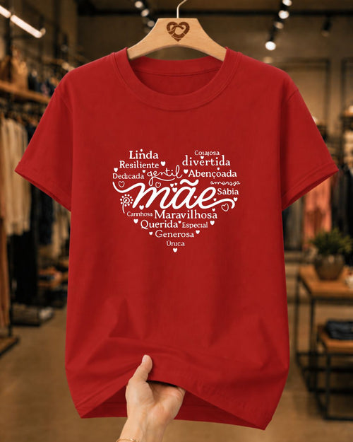 Camiseta 100% Algodão Feminina "Mãe Fonte De Amor" Dia Das Mães
