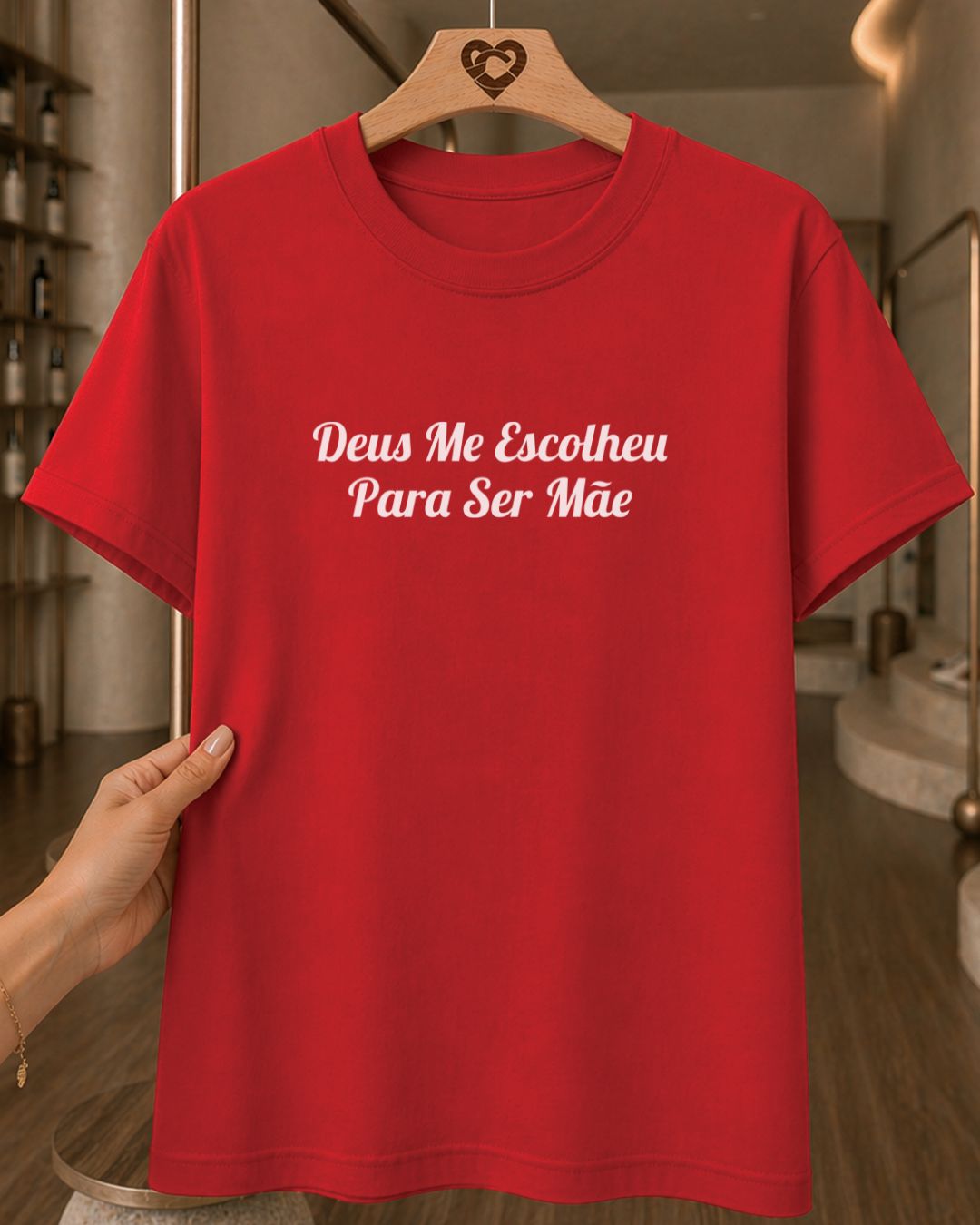 Camiseta Feminina 100% Algodão "Deus Me Escolheu Para Ser Mãe" Dia Das Mães