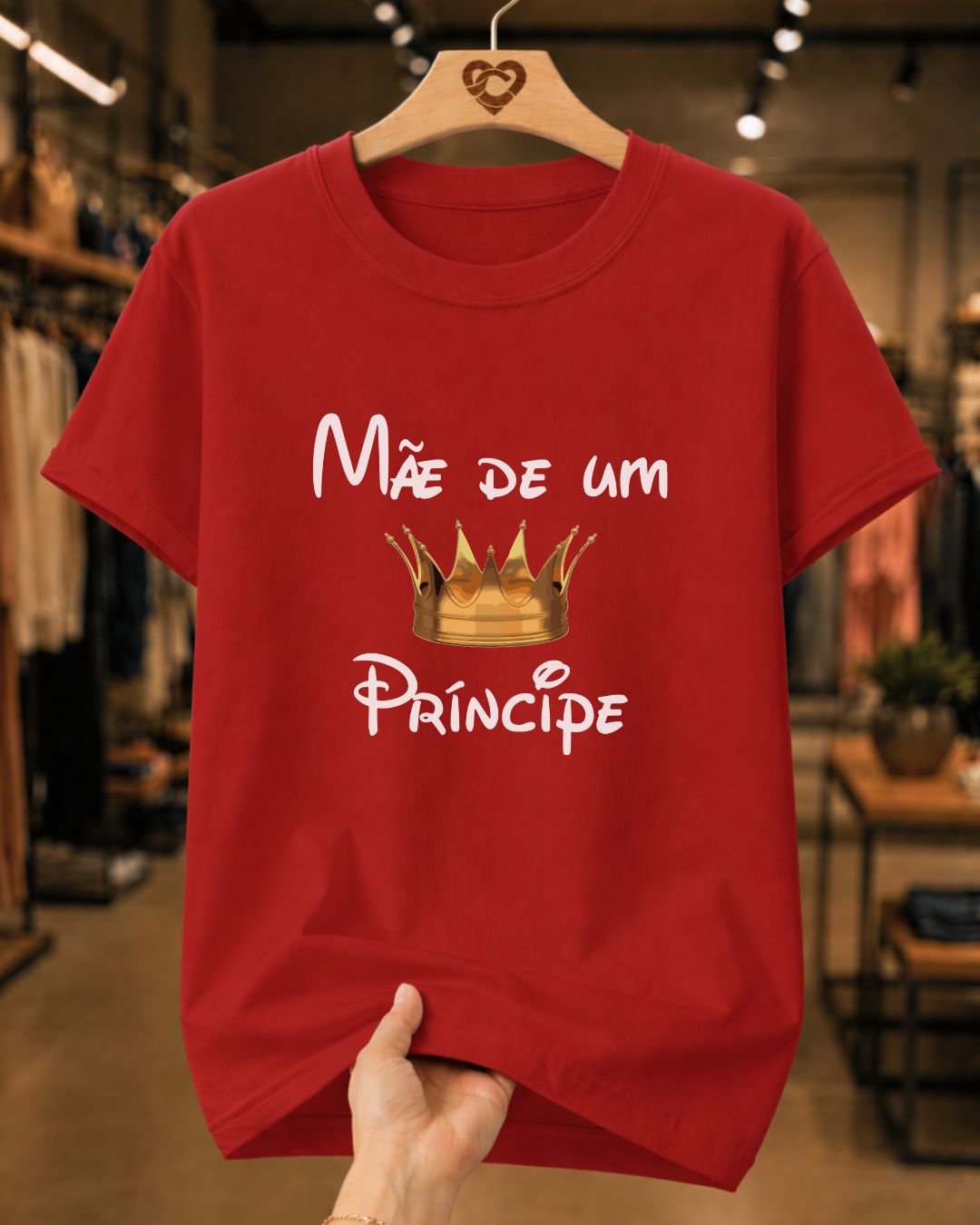 Camiseta Feminina 100% Algodão "Mãe De Um Príncipe Amado" Dia Das Mães