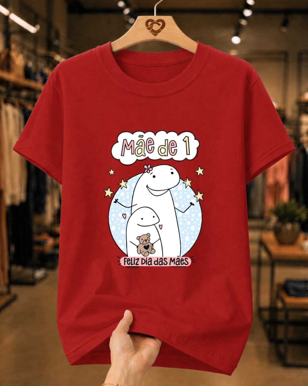 Camiseta Feminina 100% Algodão "Mãe De 1" Dia Das Mães