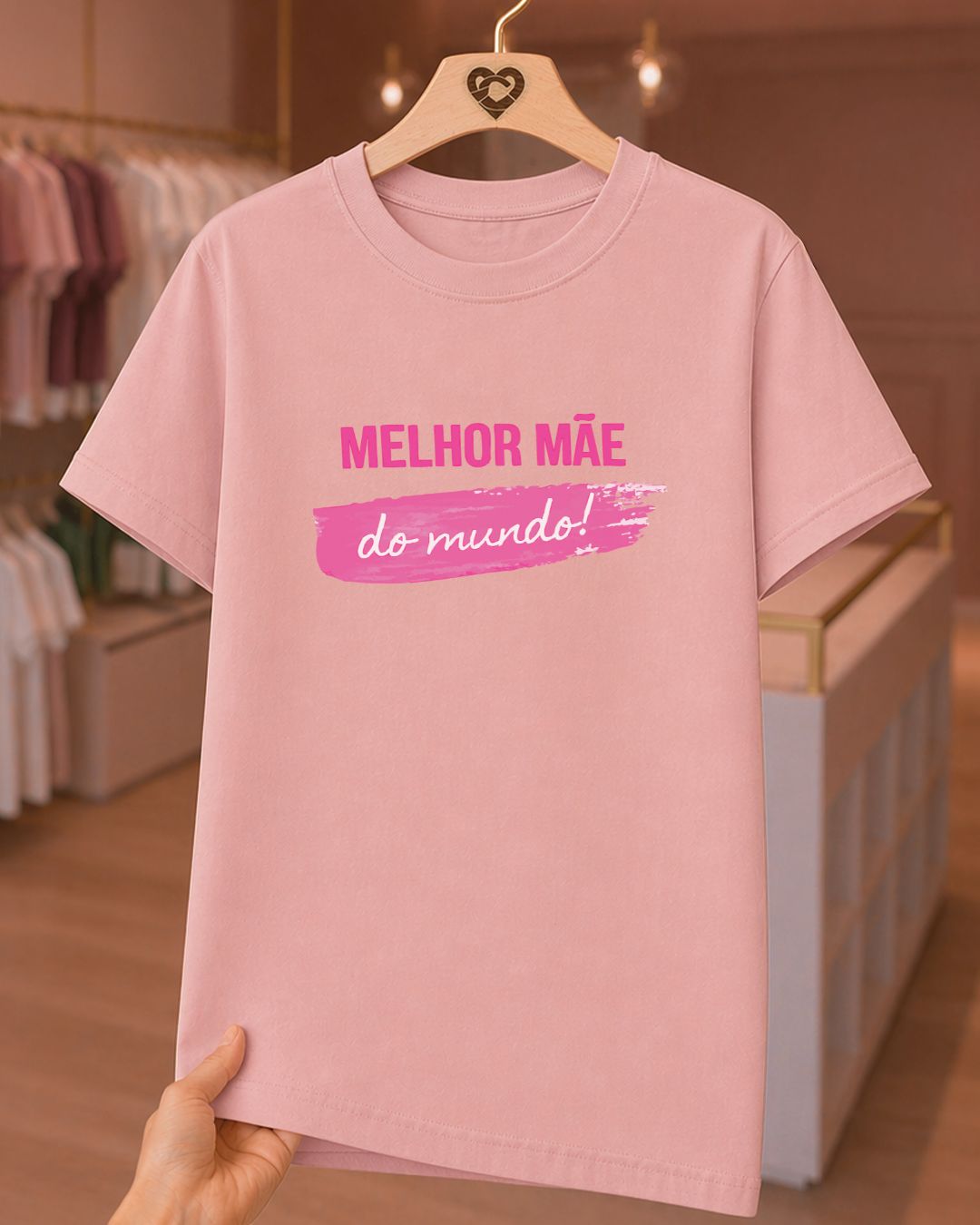 Camiseta 100% Algodão Feminina "Melhor Mãe Do Mundo" Dia Das Mães