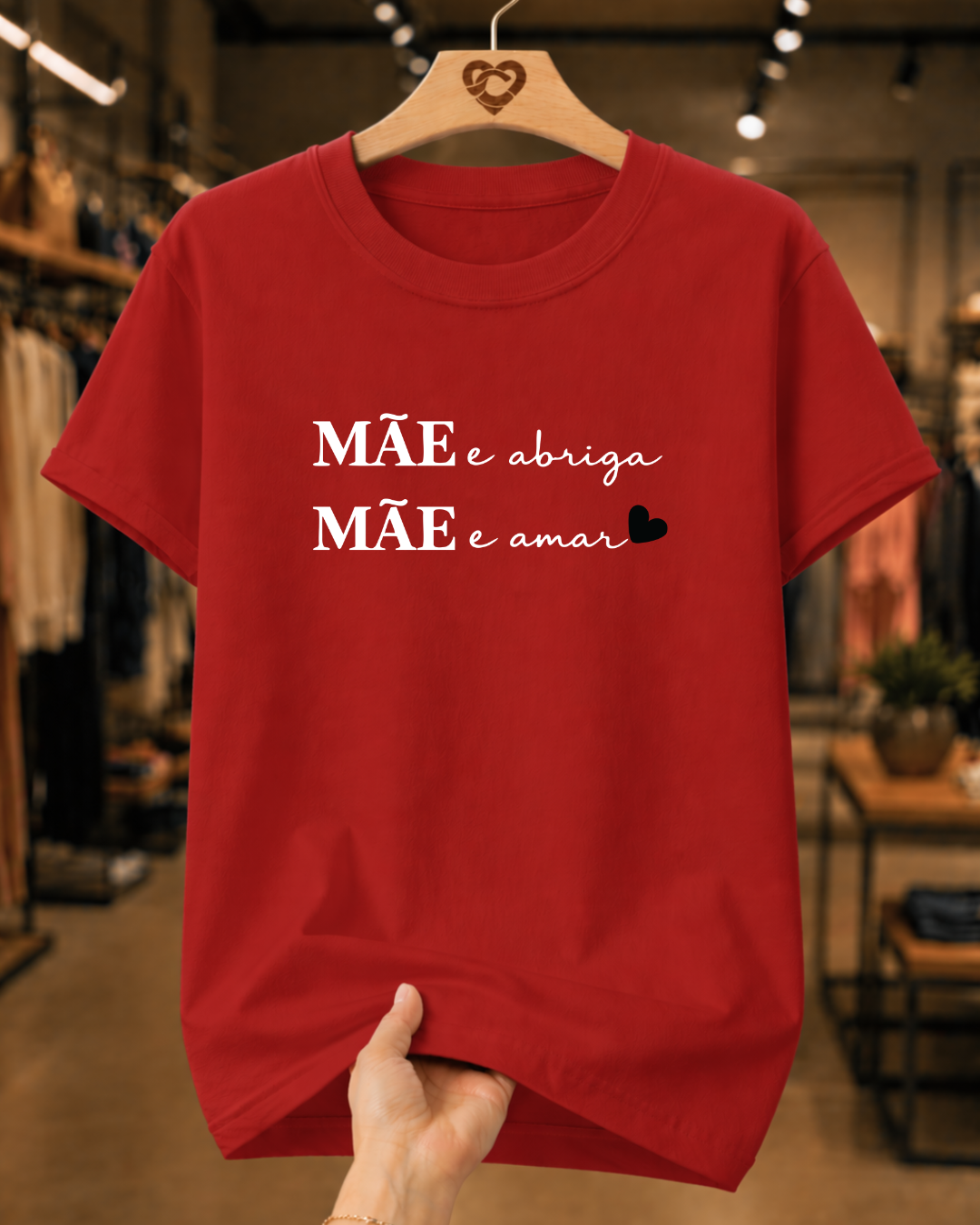 Camiseta Feminina 100% Algodão "Mãe É Abrigo Mãe E Amar" Dia Das Mães