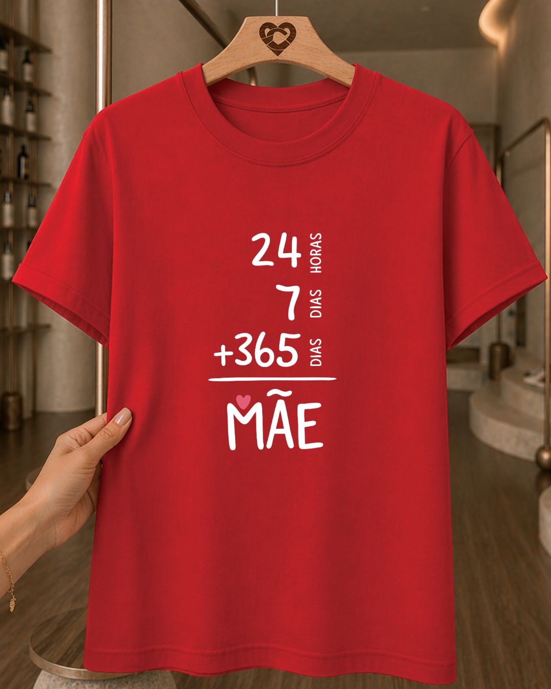 Camiseta Feminina 100% Algodão "24 Horas 7 Dias Mãe" Feliz Dia Das Mães