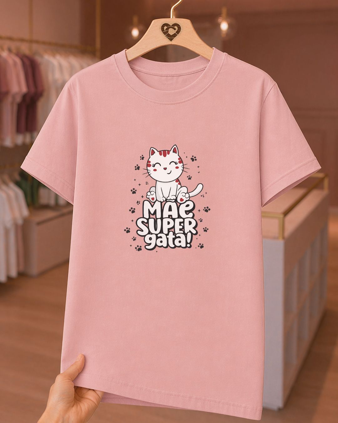 Camiseta Feminina Dia Das Mães "Mãe Super Gata" 100% Algodão