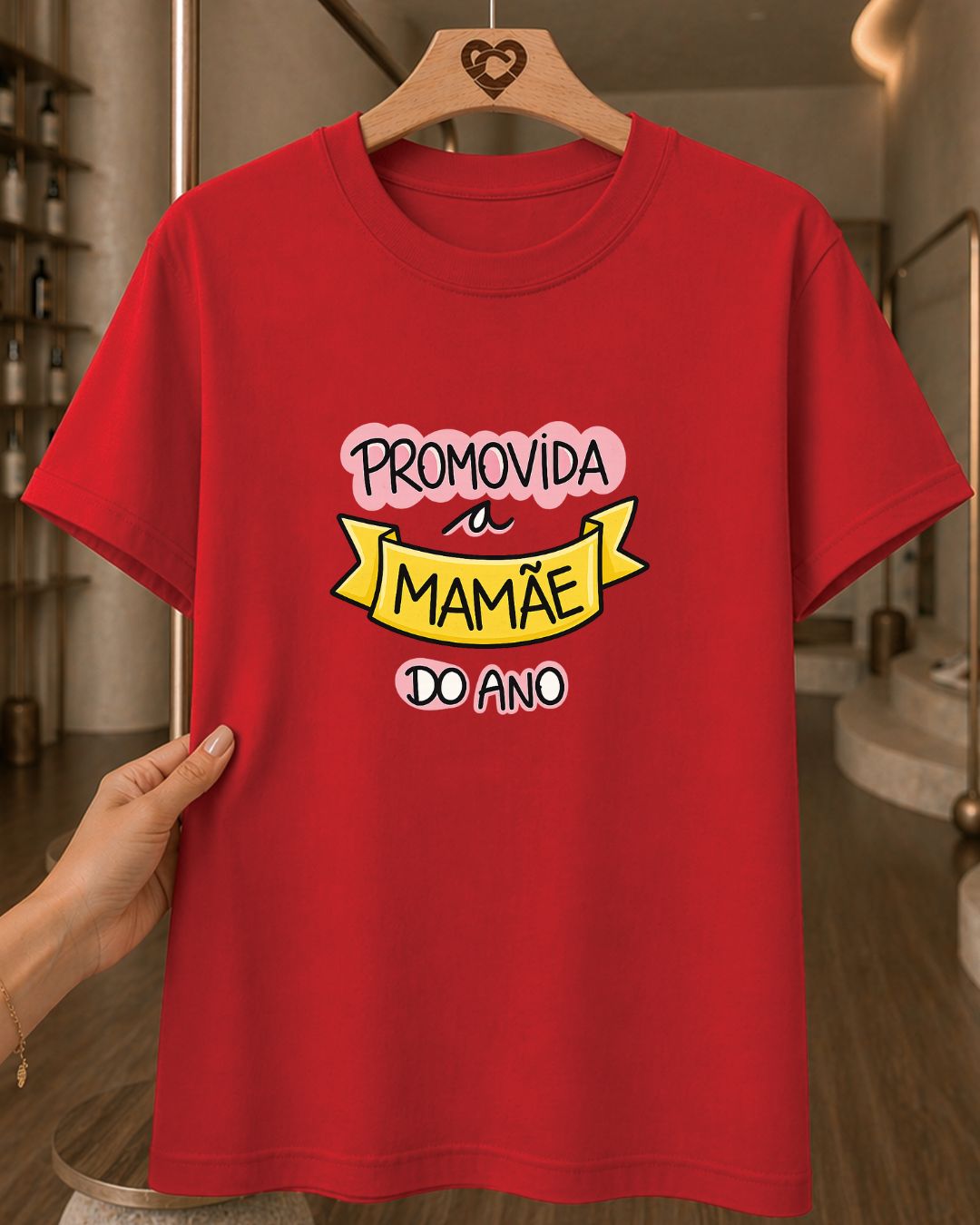 Camiseta Feminina 100% Algodão "Promovida A Mamãe Do" Feliz Dia Das Mães