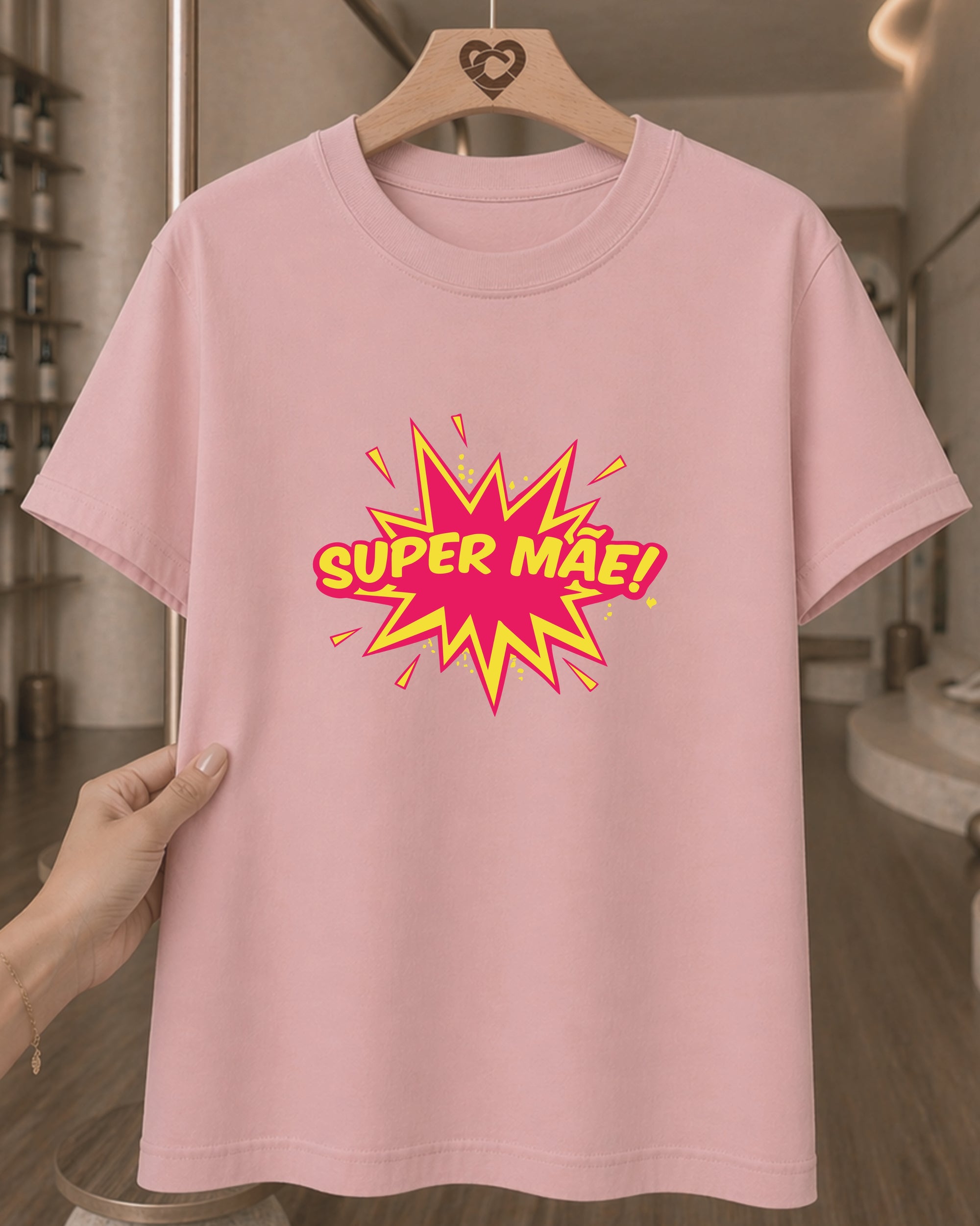 Camiseta Feminina 100% Algodão "Super Mãe" Dia Das Mães