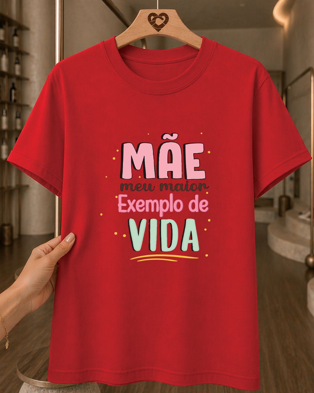 Camiseta 100% Algodão Feminina "Mãe Meu Maior Exemplo" Feliz Dia Das Mães