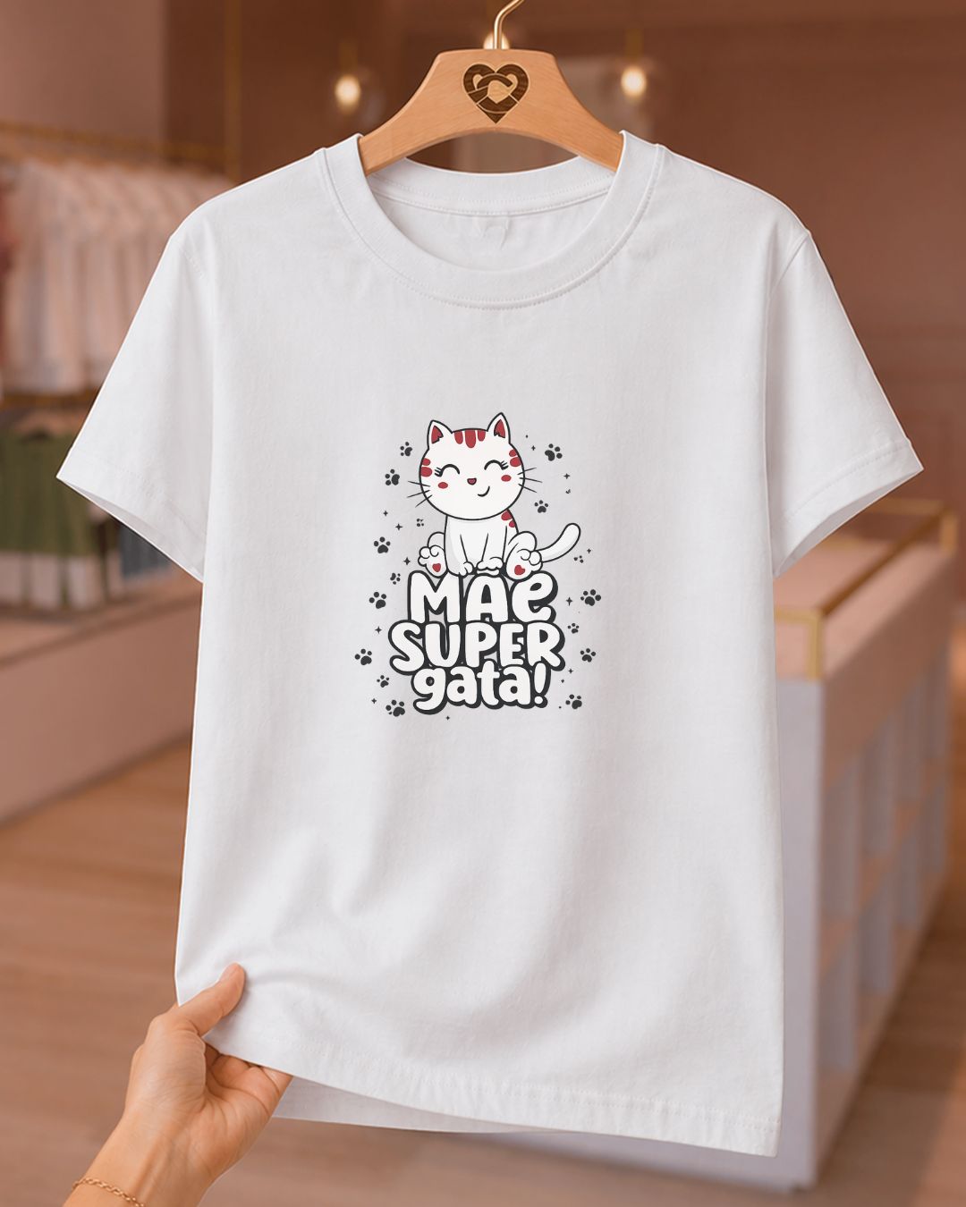 Camiseta Feminina Dia Das Mães "Mãe Super Gata" 100% Algodão