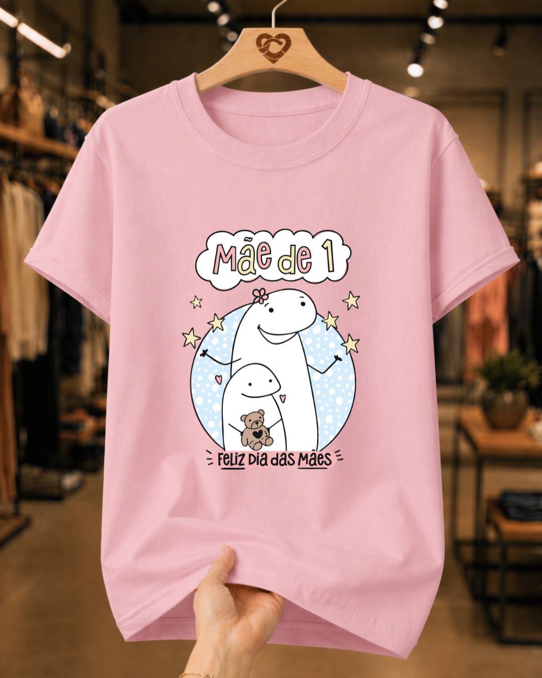 Camiseta Feminina 100% Algodão "Mãe De 1" Dia Das Mães