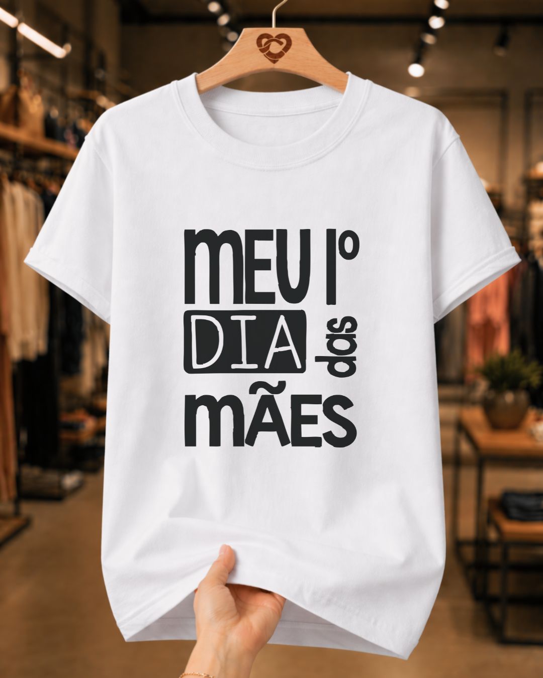 Camiseta Feminina 100% Algodão "Meu 1º Dia Das Mães" Dia Das Mães