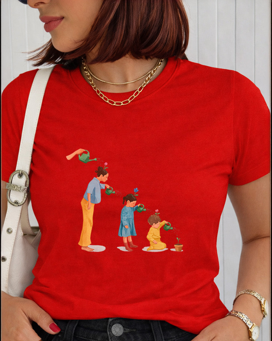 Camiseta Mãe Cultivando Amor Com Estampa Ilustração Familiar