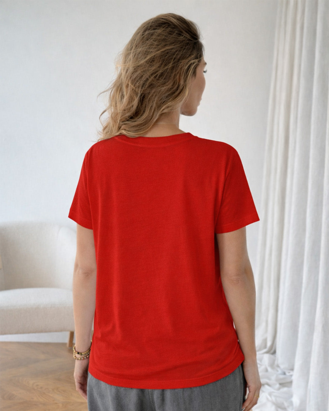 Camiseta Feminina 100% Algodão "Em Mim Batem Dois Corações" Dia Das Mães