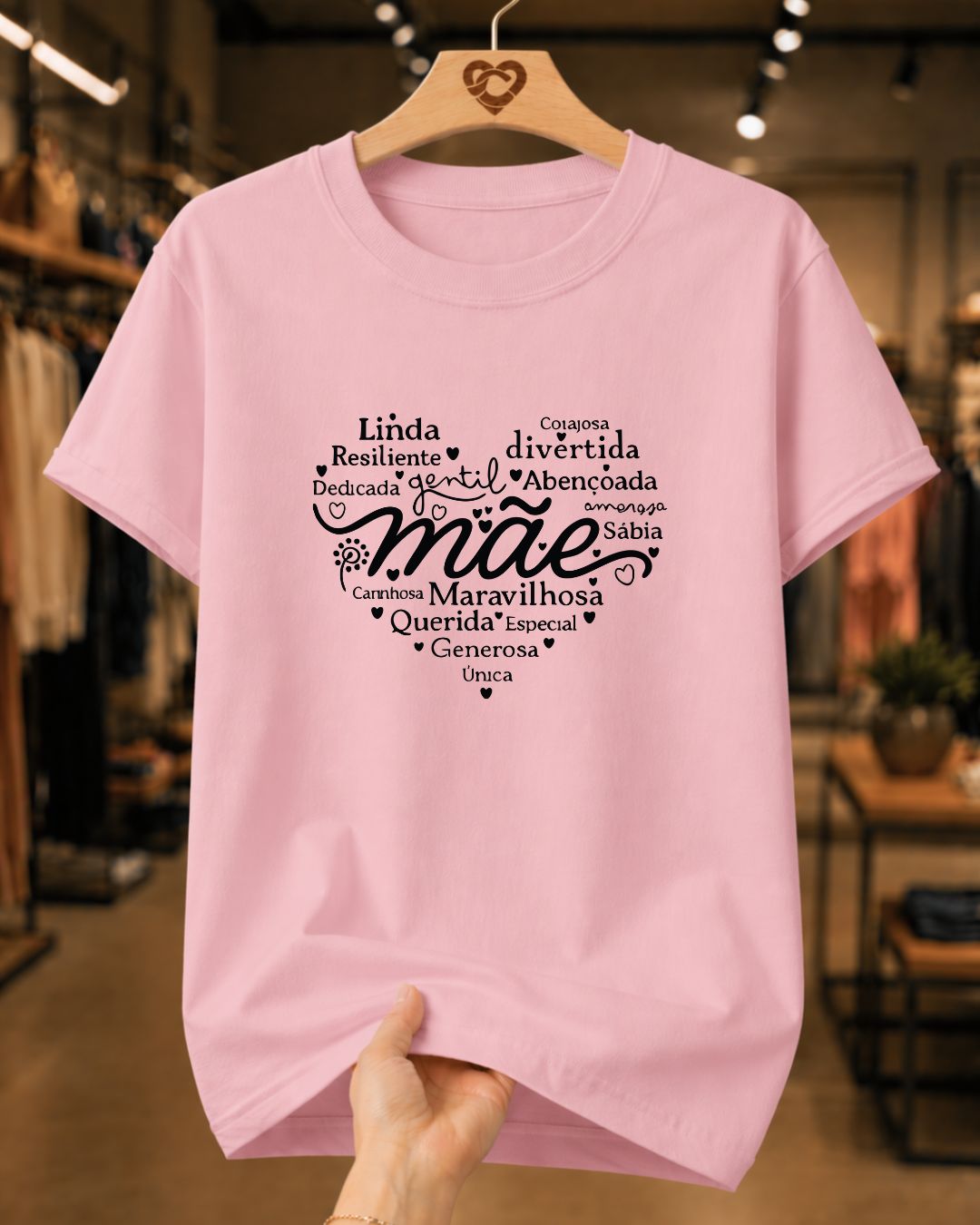 Camiseta 100% Algodão Feminina "Mãe Fonte De Amor" Dia Das Mães