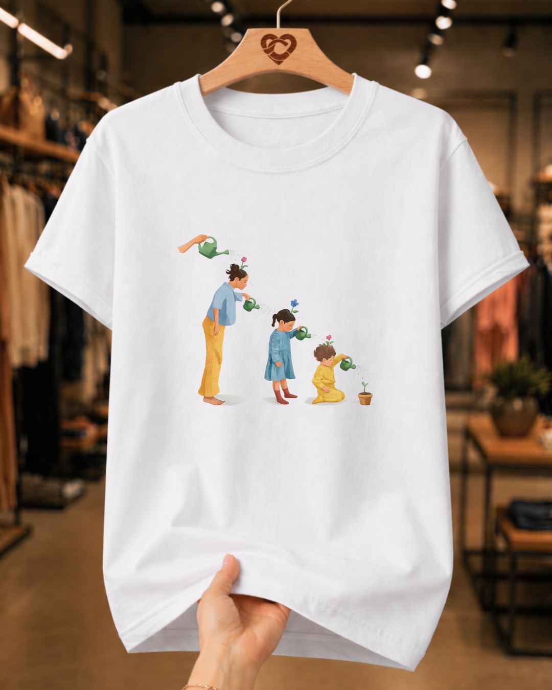Camiseta Feminina "Mãe Amor Que Acompanha" 100% Algodão Dia Das Mães