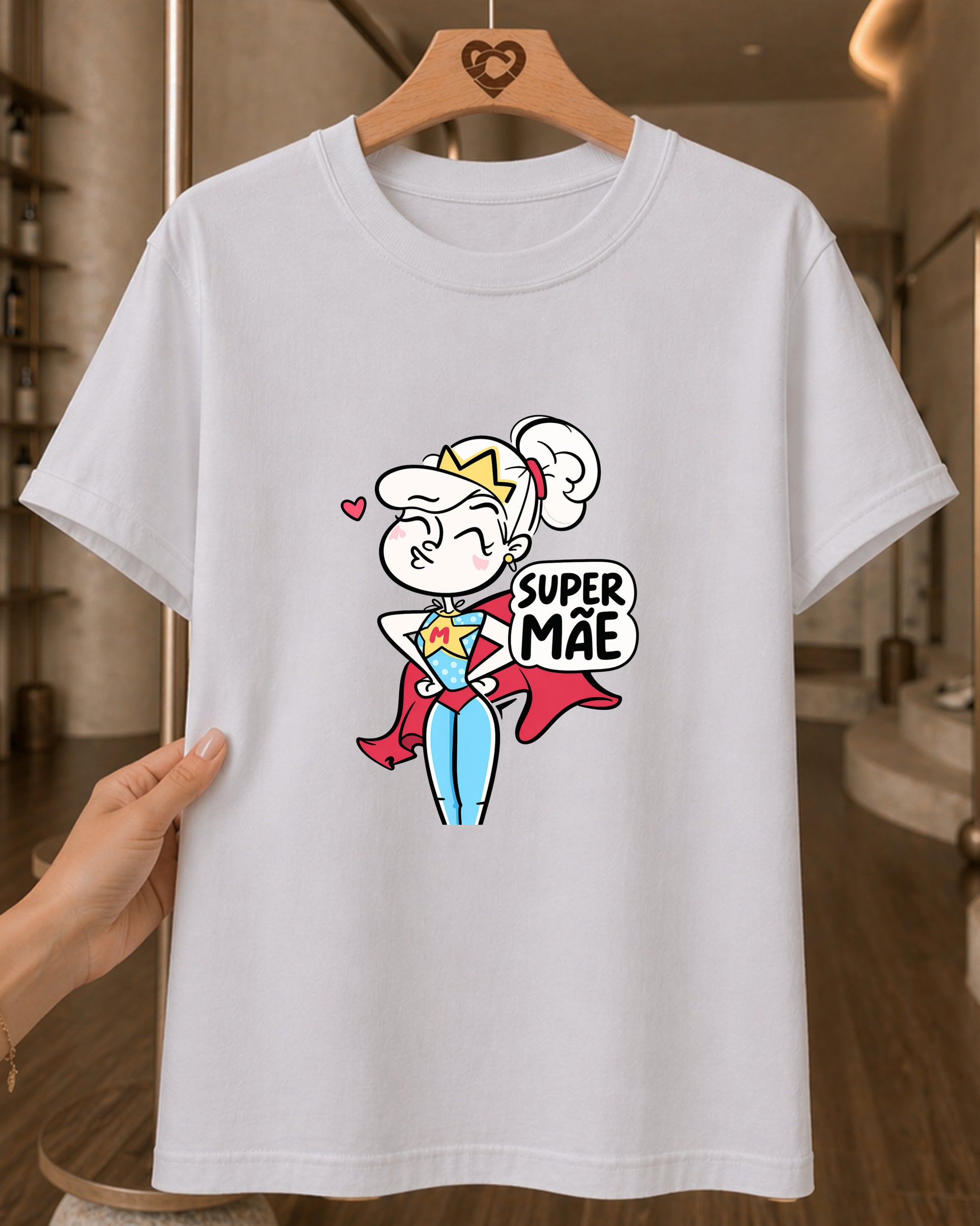Camiseta Dia Das Mães Feminina "Super Mãe" 100% Algodão