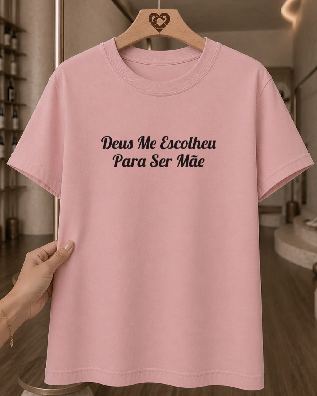 Camiseta Feminina 100% Algodão "Deus Me Escolheu Para Ser Mãe" Dia Das Mães