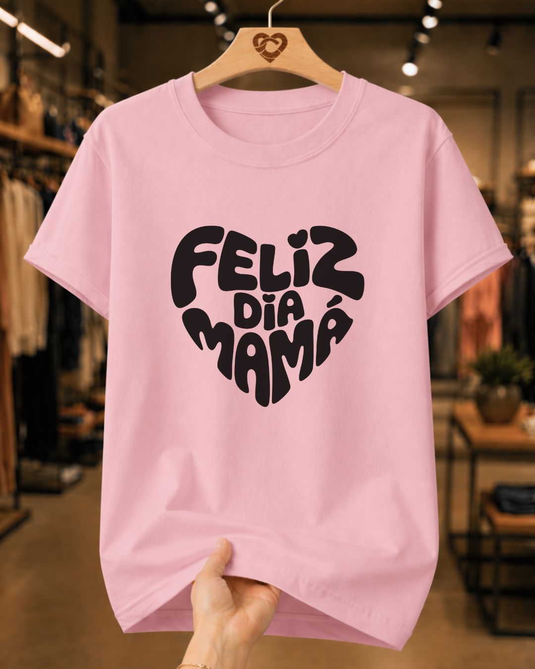 Camiseta Feminina "Feliz Dia Mãe" 100% Algodão Dia Das Mães
