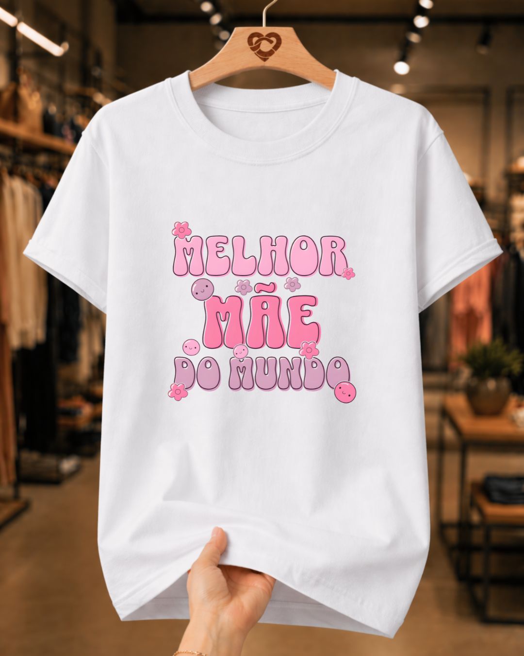 Camiseta Feminina Dia Das Mães "Melhor Mãe Do Mundo" 100% Algodão